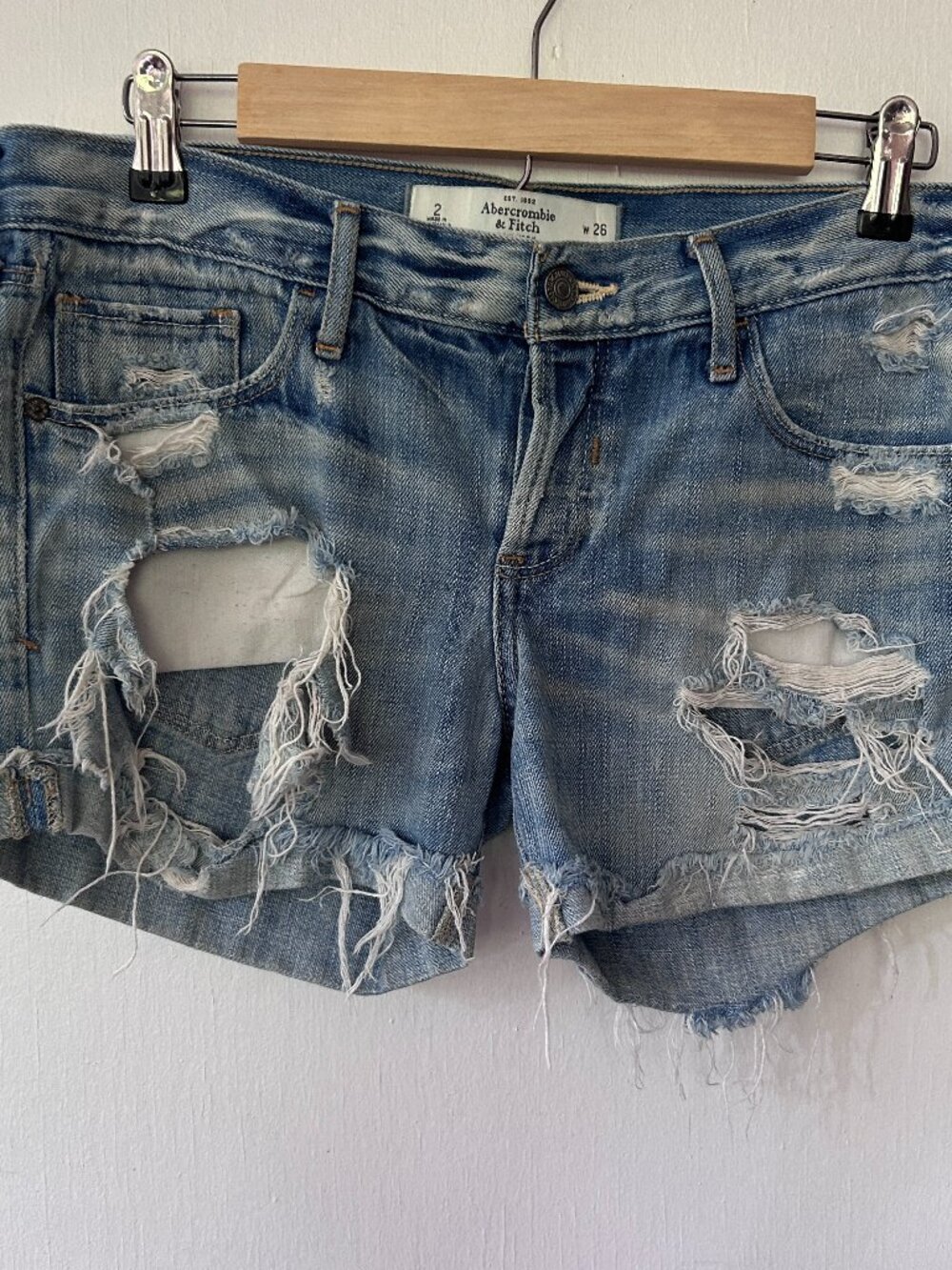 Abercrombie + Fitch Distressed Jean Shorts‎ Size 2 Destroyed Denim Indie Sleaze